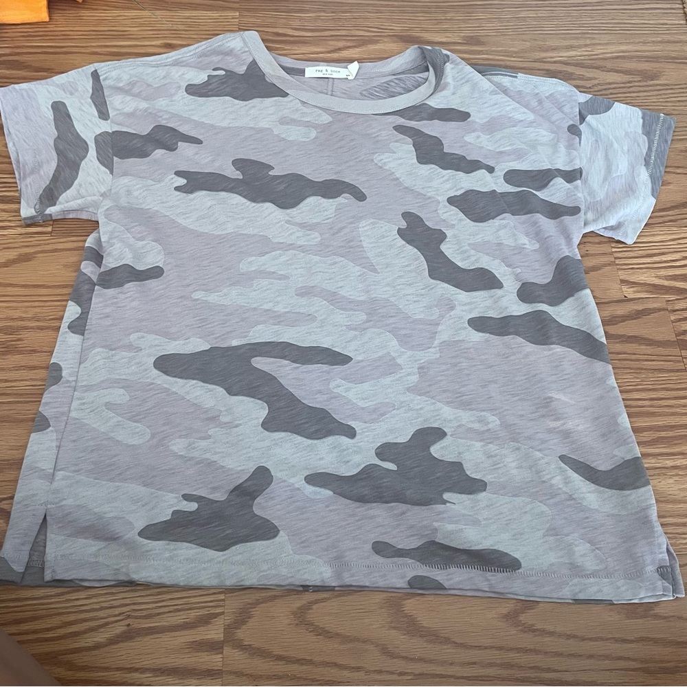 rag & bone Gray Camo Short Sleeve Tee